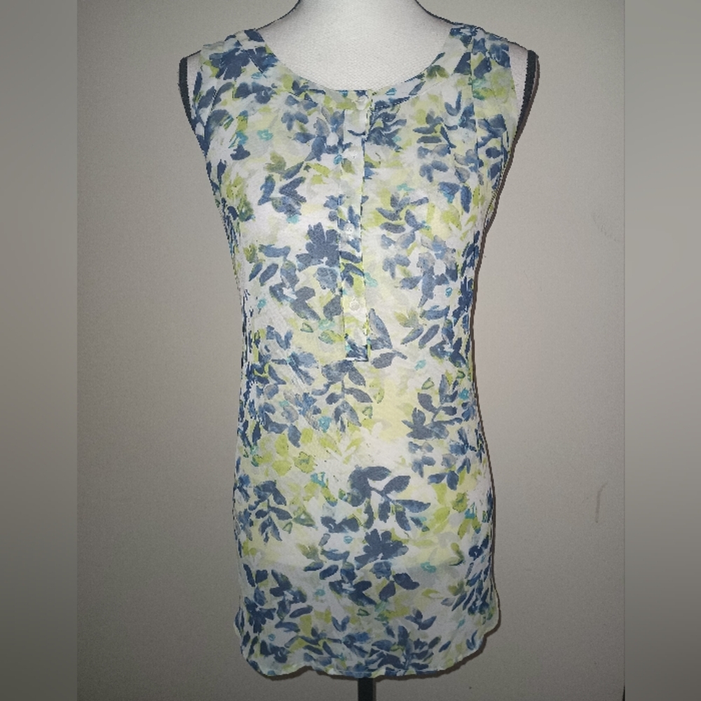 Liz Claiborne Floral Tank Top - Blue and Green